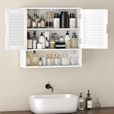 HOMCOM Bathroom Cabinet, Wall Mounted Storage Cabinet with Adjustable Shelves, 60 x 20 x 60 cm, White 
