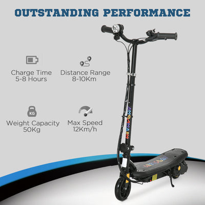 HOMCOM Foldable Electric Scooter, with LED Headlight, for Ages 7-14 Years - Black 
