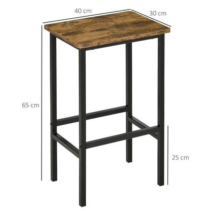 HOMCOM Industrial Bar Stools, Set of 2 Kitchen Breakfast Bar Chairs with Footrest, Counter Height Island Stools for Dining Area, Home Pub, Rustic Brown 