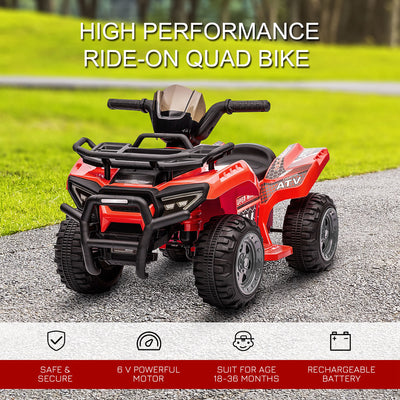 HOMCOM 6V Kids Electric Ride on Car Toddlers Quad Bike All Terrain Vehicle Toy With Music for 18-36 months Red 