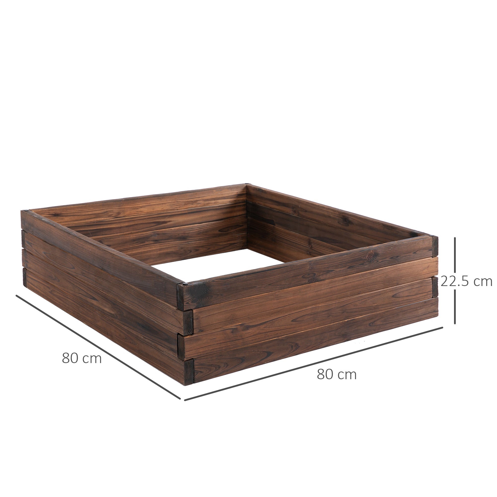 Outsunny 128L Wooden Raised Beds for Garden Planter Grow Containers For Outdoor Patio Plant Flower Vegetable 80L x 80W x 22.5H cm 
