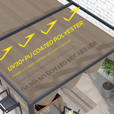 Outsunny Pergola Roof, Retractable Sun Shade Cover for 2.85 x 2m Pergola, UV30+ Protected, Coffee 