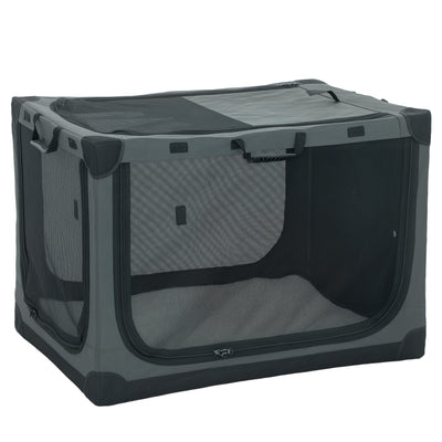 PawHut Soft Dog Crate Pet Travel Crate 90 x 64 x 64 cm with Removable Pad Mesh Window Army Green 