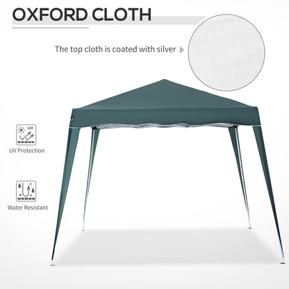 Outsunny 3 M x 3 M Base/ 2.5 M x 2.5 M Top Pop Up Gazebo with Carry Bag, Height Adjustable Slant Leg Party Tent Instant Event Shelter for Garden, Patio, Green 
