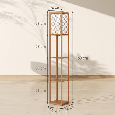 HOMCOM Three-Shelf Standing Lamp - Natural 