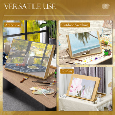 Vinsetto Desktop Table A2 Easel Craft Workstation, Adjustable Beechwood Table Top Easel, Portable Folding Artist Drawing & Sketching Board for Adults, Beginners, Artists Painting 
