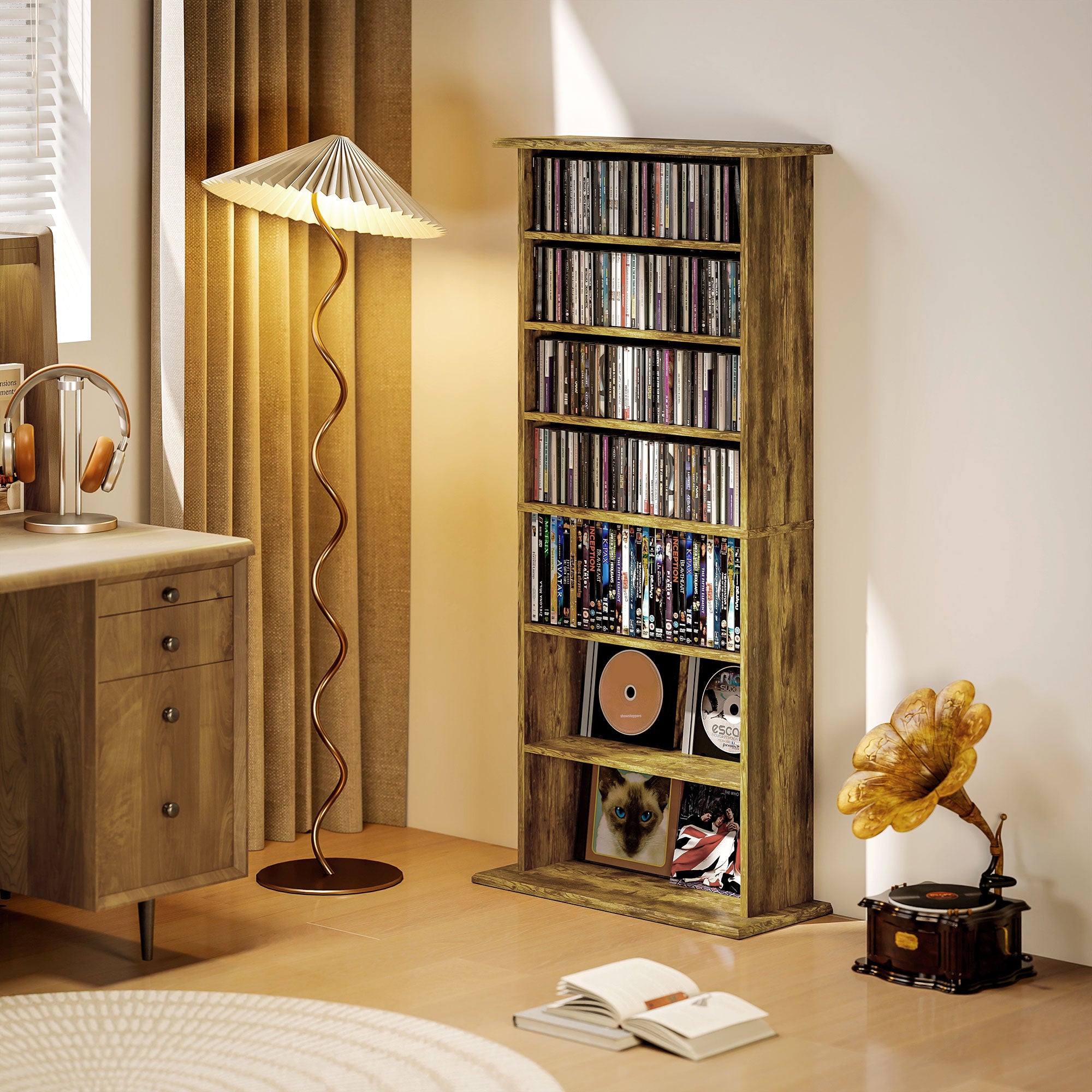 HOMCOM 360 CD Storage Unit - Rustic Brown 