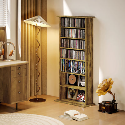 HOMCOM 360 CD Storage Unit - Rustic Brown 