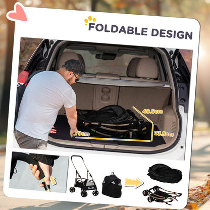 PawHut 3 In 1 Detachable Pet Stroller, for Extra Small and Small Dogs - Black 