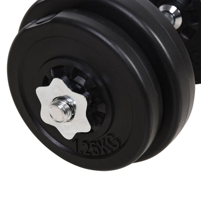 HOMCOM Dumbbell and Barbell Set with 65kg Adjustable Barbell Weights Set, for Home Gym - Black 