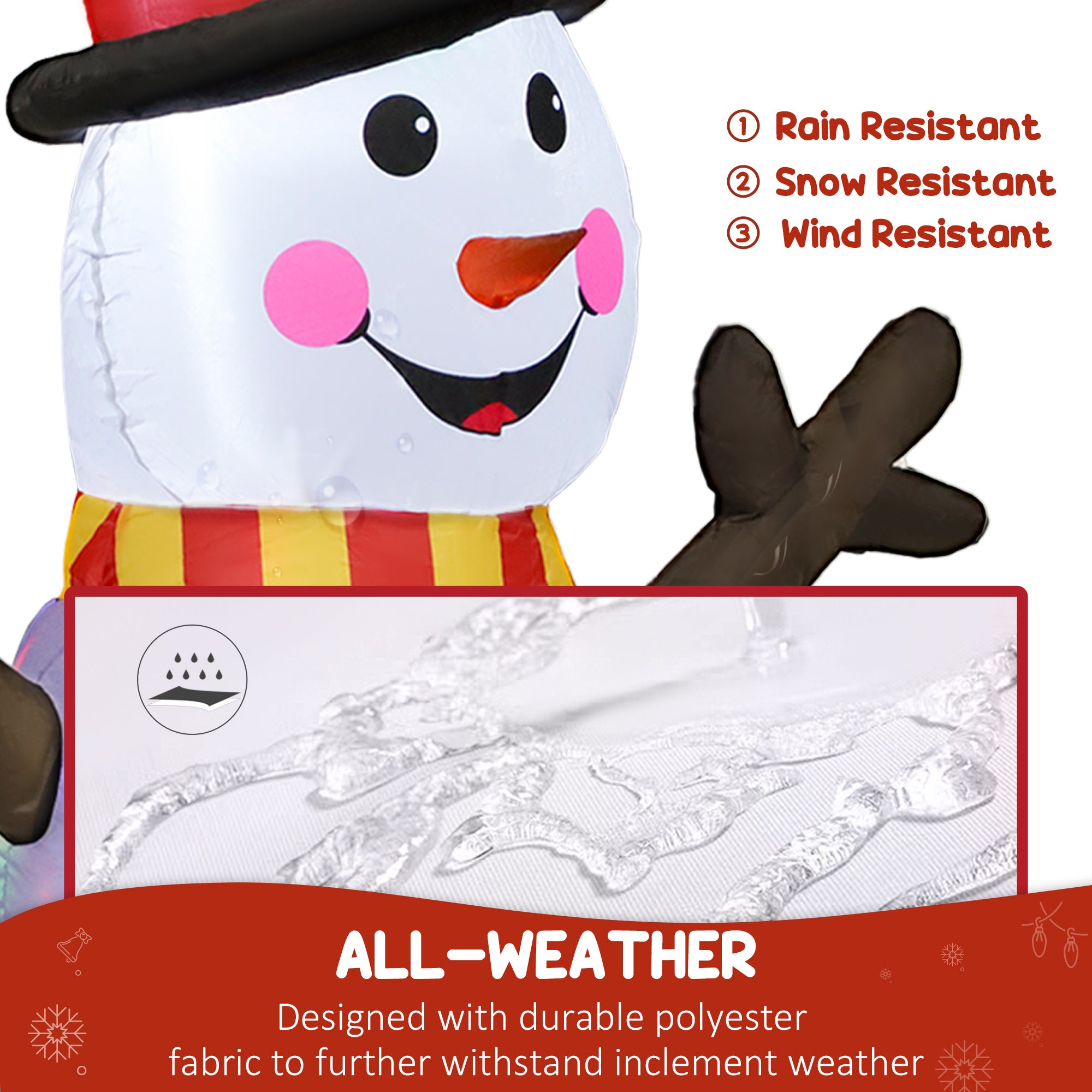 Outsunny 6FT Christmas Inflatables Snowman & Penguins with Built-in LED Lights and Flashing Projector Light, Blow Up Christmas Inflatable Decoration for Indoor Outdoor Decor, Garden 