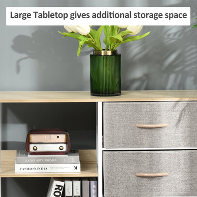 HOMCOM Chest of Drawers Storage  Dresser Cabinet Organizer with 3 Fabric Drawers and 2 Display Shelves for Living Room, Bedroom, Hallway, Beige 