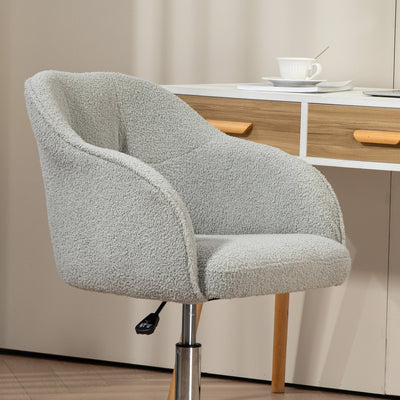 HOMCOM Teddy Fleece Swivel Office Chair - Grey 