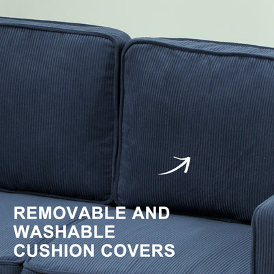 HOMCOM Small Two-Seater Corduroy Sofa - Blue 