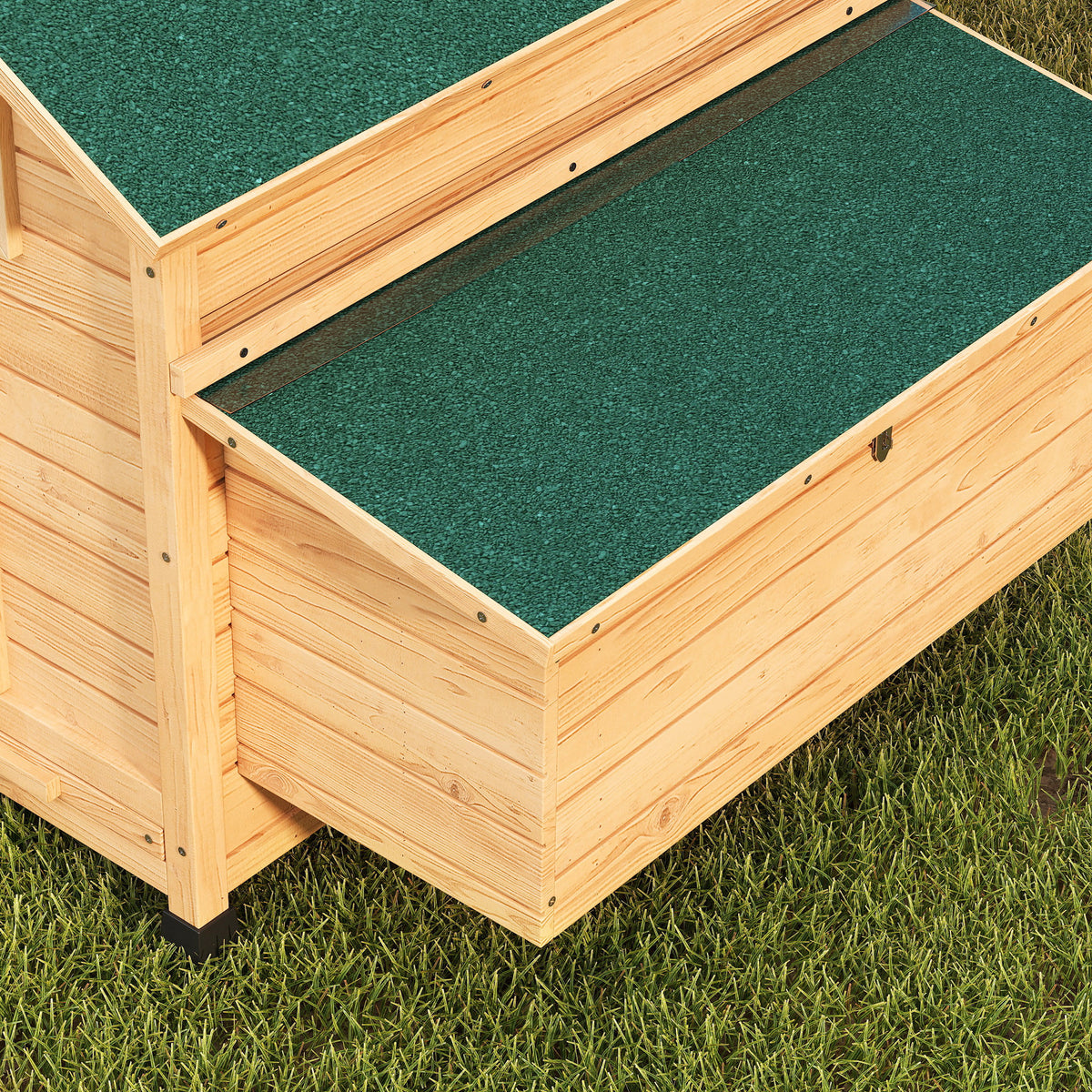 PawHut Chicken Coop, Wooden Outdoor Hen House with Nesting Box, Openable Waterproof Top, Pull-Out Tray, 150 x 100 x 97cm - Yellow