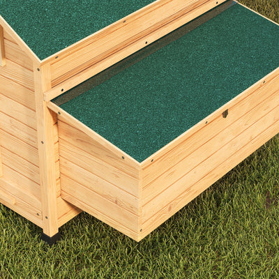 PawHut Chicken Coop, Wooden Outdoor Hen House with Nesting Box, Openable Waterproof Top, Pull-Out Tray, 150 x 100 x 97cm - Yellow