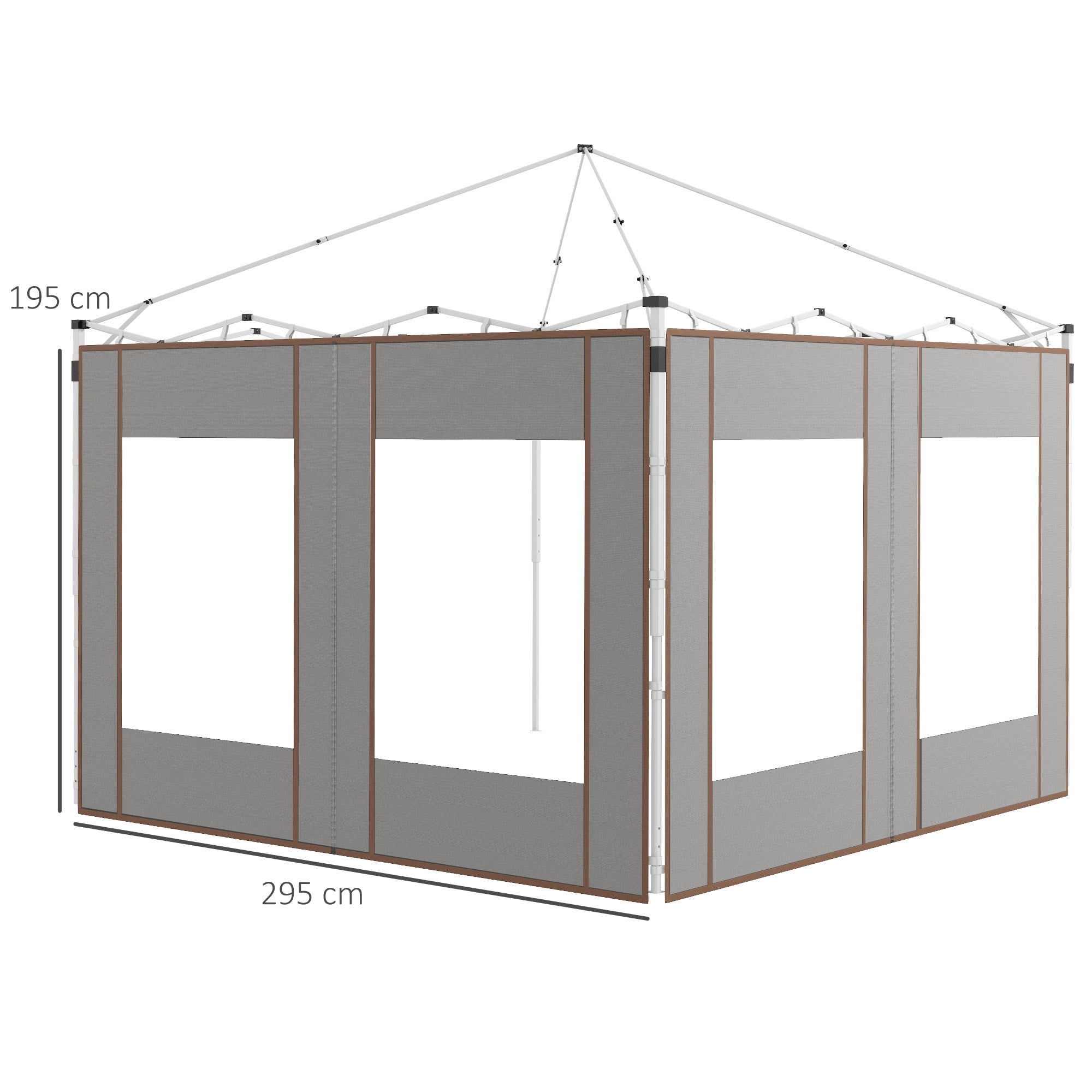 Outsunny Set of Two 295cm Replacement Canopy Walls - Grey