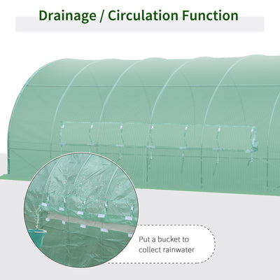 Outsunny Large Polytunnel Walk In Greenhouse, Plant Gardening Tunnel Green House with Metal Hinged Door, Galvanised Steel Frame & Mesh Windows, Green (3 x 6 m) 