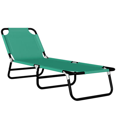 Outsunny Foldable Sun Lounger with 5-Position Adjustable Backrest, Outdoor Portable Recliner Chaise Lounge Chair, Green 
