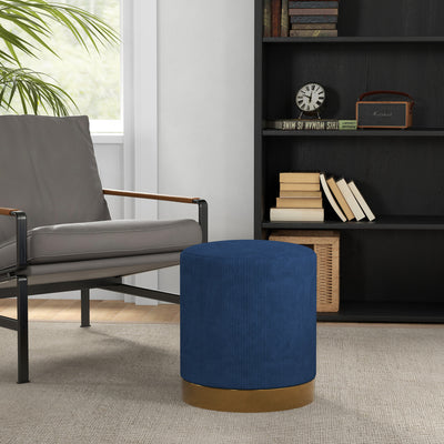 HOMCOM Soft Padded Corduroy Footstool - Dark Blue 