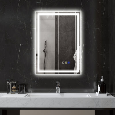 HOMCOM 50 x 70 cm Anti-Fog LED Bathroom Mirror, with Bluetooth - Silver Tone 
