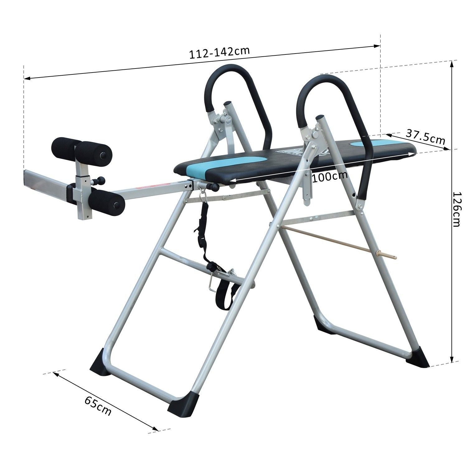 HOMCOM Foldable Gravity Inversion Table Back Therapy Home Fitness Bench Black 