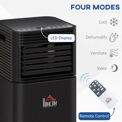 HOMCOM 7000 BTU 4-In-1 Portable Air Conditioner Unit Cooling Dehumidifying Ventilating  for Room up to 15m², with Fan, Remote, 24H Timer, Window Mount Kit, R290, A Energy Efficiency 