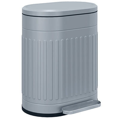 HOMCOM 20L Metal Kitchen Bin, with Soft-Close Lid - Grey 