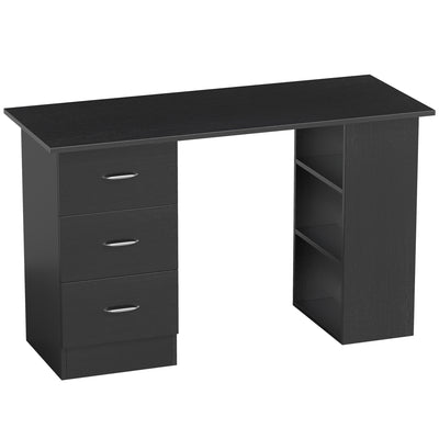 HOMCOM Computer Desk with Drawers, Home Office Desk, Writing Table, PC Workstation with 3 Storage Shelves for Working, Study, 120 x 49 x 72 cm, Black 