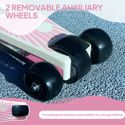 AIYAPLAY Electric Scooter for Kids Ages 4-7, with Auxiliary Rear Wheels, Flashing LED Light and Electric Brake, Kids Electric Scooter for Boys Girls, 6 KM/H & 8 KM, Pink 