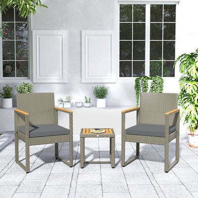 Outsunny Three-Piece Rattan Chair Set - Grey 