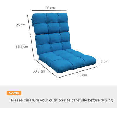 Outsunny 2-Piece Seat Cushion Replacement with Backrest, Garden Patio Chair Cushions Set with Ties, Blue 