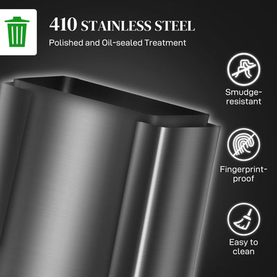 HOMCOM 60L Dual Compartment Stainless Steel Bin, with Deodoriser Holders - Black 