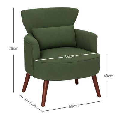 HOMCOM Corduroy Retro Accent Chair - Green 