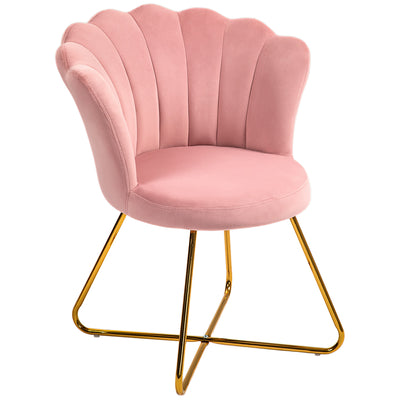 HOMCOM Velvet-Feel Lotus Petal Accent Chair - Pink 