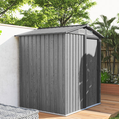 Outsunny 5ft x 4.3ft Outdoor Garden Storage Shed - Grey Wood Effect 