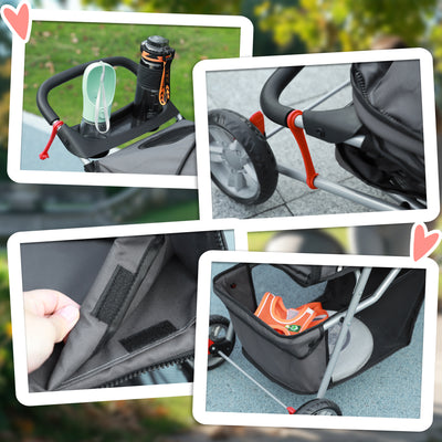 PawHut 3 Wheel Pet Stroller for Small and Miniature Dogs, Charcoal Grey 