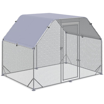 PawHut Walk in Chicken Run Chicken Coop Hen House Outdoor with Roof for 4-6 Chickens, 280 x 190 x 195cm 