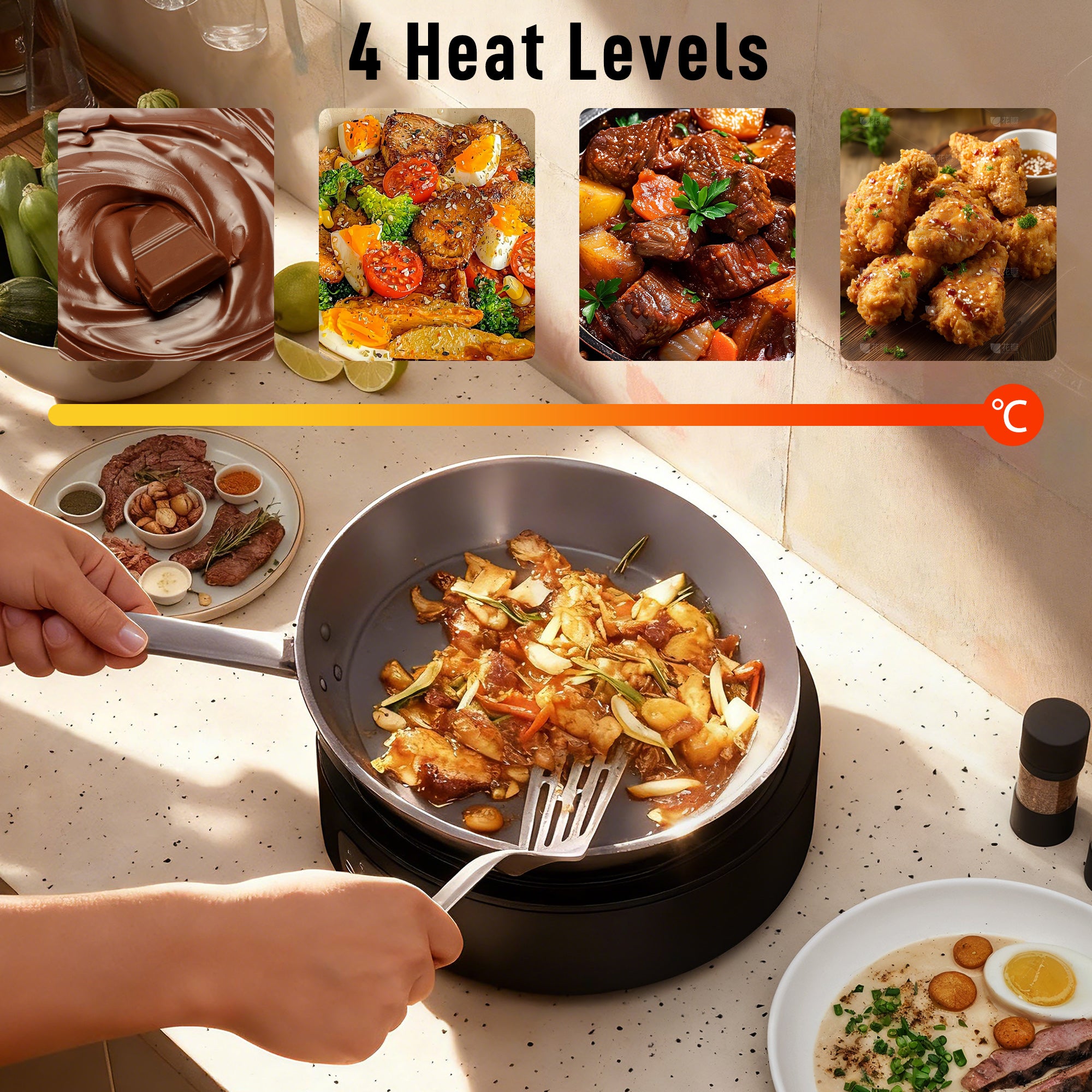 HOMCOM Electric Ceramic Hob with Grill Plate, Multifunctional 36cm Plug in Electric Hob with 4 Heat Levels for All Type Pot 