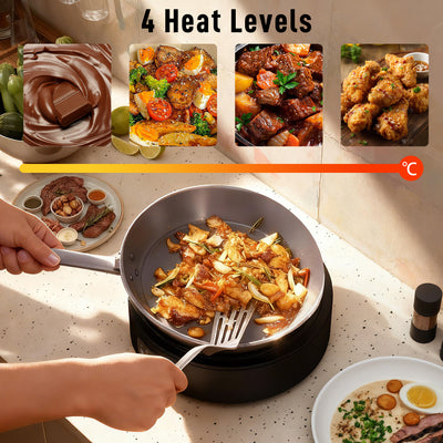 HOMCOM Electric Ceramic Hob with Grill Plate, Multifunctional 36cm Plug in Electric Hob with 4 Heat Levels for All Type Pot 