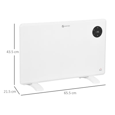 HOMCOM 1200W Electric Convector Heater, Freestanding or Wall Mounted, Space Heater with Adjustable Thermostat, Timer, White 