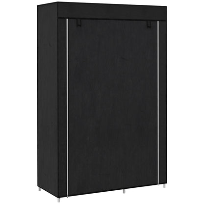 HOMCOM Fabric Wardrobe, Portable Wardrobe with 6 Shelves, 1 Hanging Rail, Foldable Closets, 103 x 43 x 162.5 cm, Black