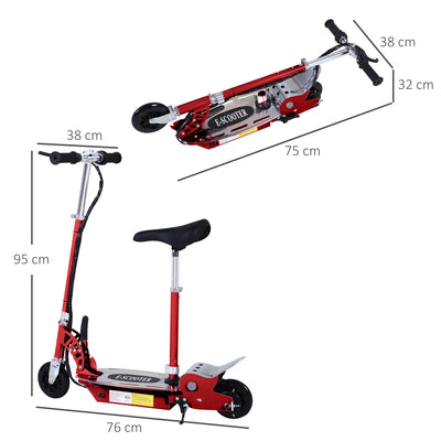 HOMCOM Foldable Electric Scooter for Teens Over 7 years old 12V Battery 120W-Red 