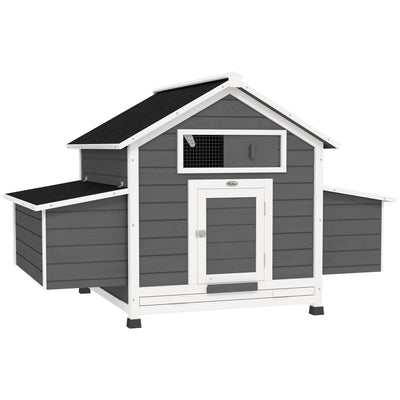 PawHut Chicken Coop, Wooden Outdoor Hen House with Nesting Box, Openable Waterproof Top, Pull-Out Tray, 150 x 100 x 97cm 