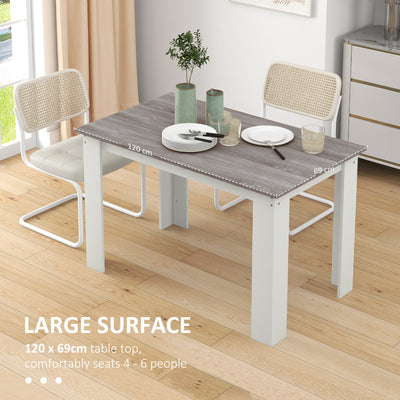 HOMCOM Dining Table for 4-6 People, Kitchen Table with Wood Effect for Dining Room, Grey 