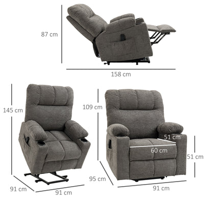 HOMCOM Electric Riser and Recliner Chair for Elderly, Power Lift Recliner Chair with Remote Control, Grey 
