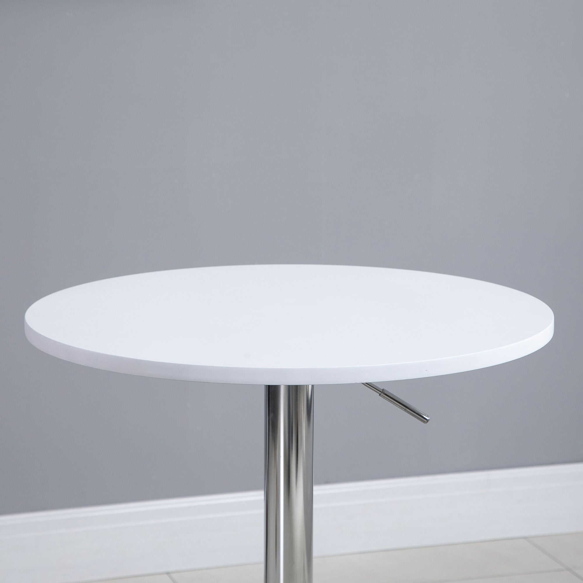 HOMCOM Bar Table Φ60cm Adjustable Height Round Bistro Table w/ Swivel Top Metal Frame Counter Surface Stylish Kitchen Conservatory White 