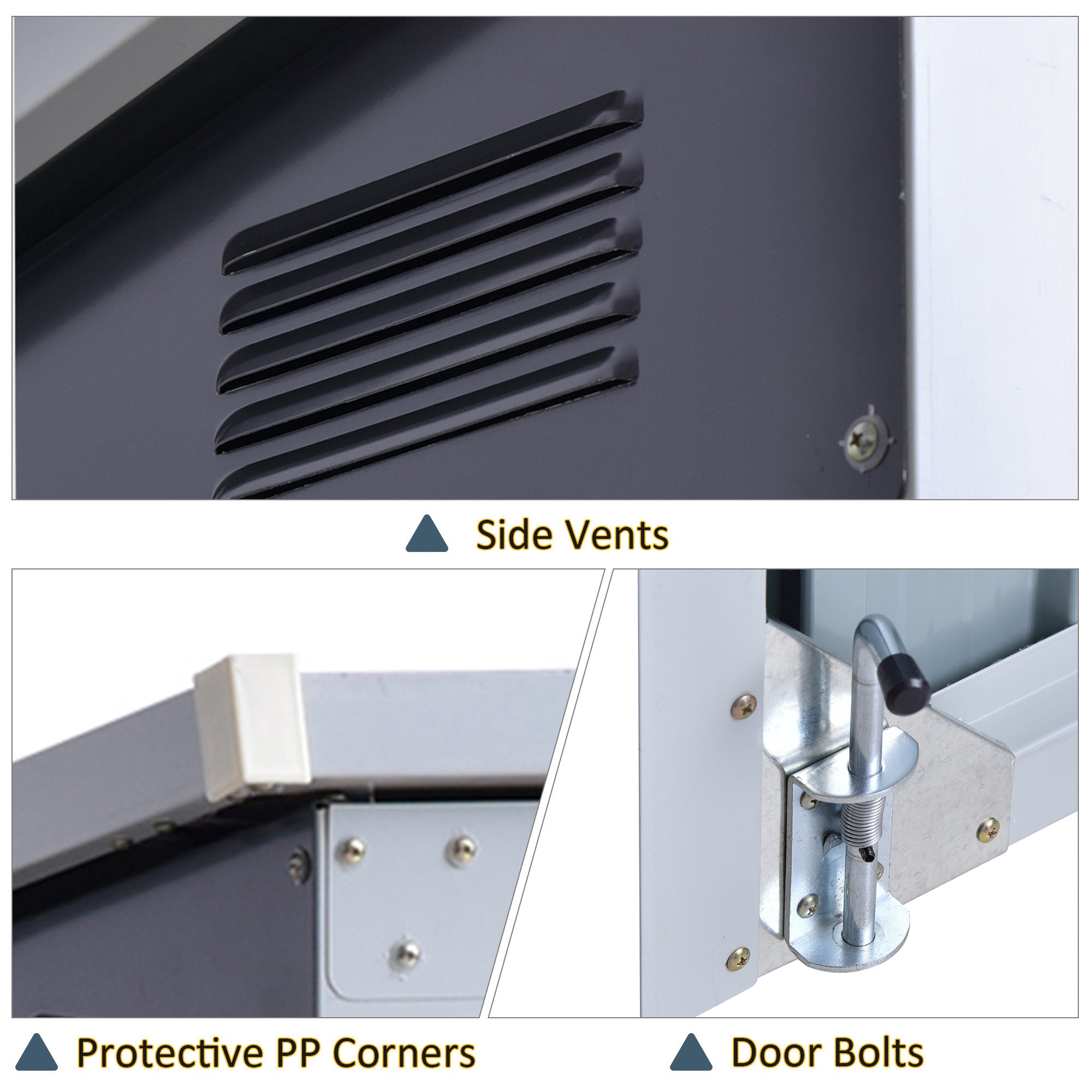 Outsunny 3.2 x 5.1ft Corrugated Steel Two-Bin Storage Shelter - Black 