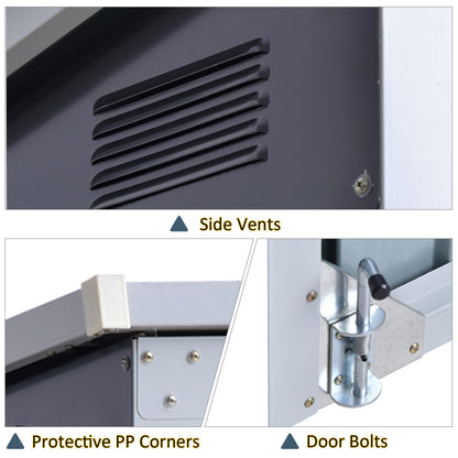 Outsunny 3.2 x 5.1ft Corrugated Steel Two-Bin Storage Shelter - Black 