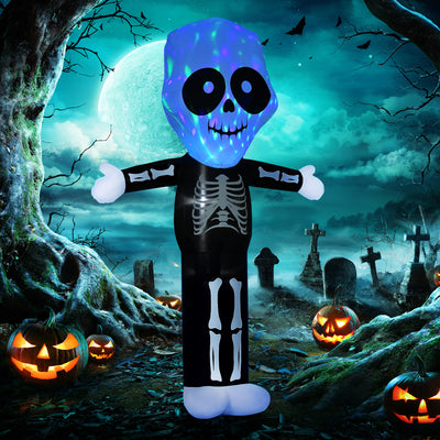 HOMCOM 3m Halloween Inflatable Skeleton Ghost Decoration, LED Lighted for Home Indoor Outdoor Garden Lawn Decoration Party Prop 